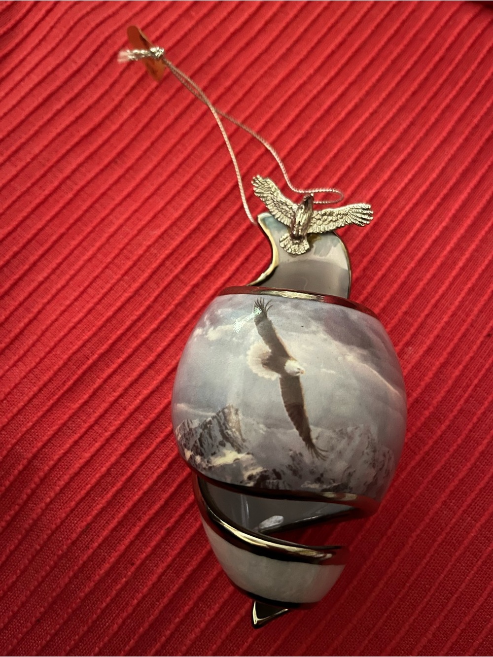 “On Eagle’s Wings” The Bradford Exchange heirloom porcelain Christmas ornament
